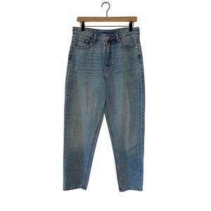 H&M &Denim Blue Loose Mom Jeans Ultra High Waist Ankle Length Size 8